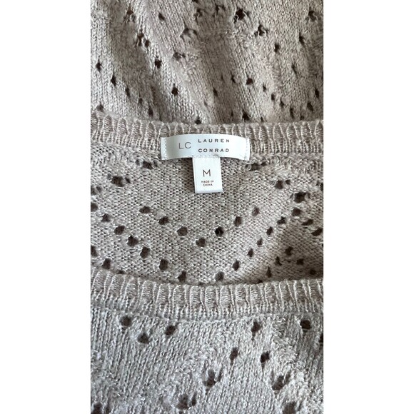 Lauren Conrad 3/4 Bell Sleeves Hem Crochet Knit Relaxed‎ Fit Blush Top romantic - Picture 4 of 5